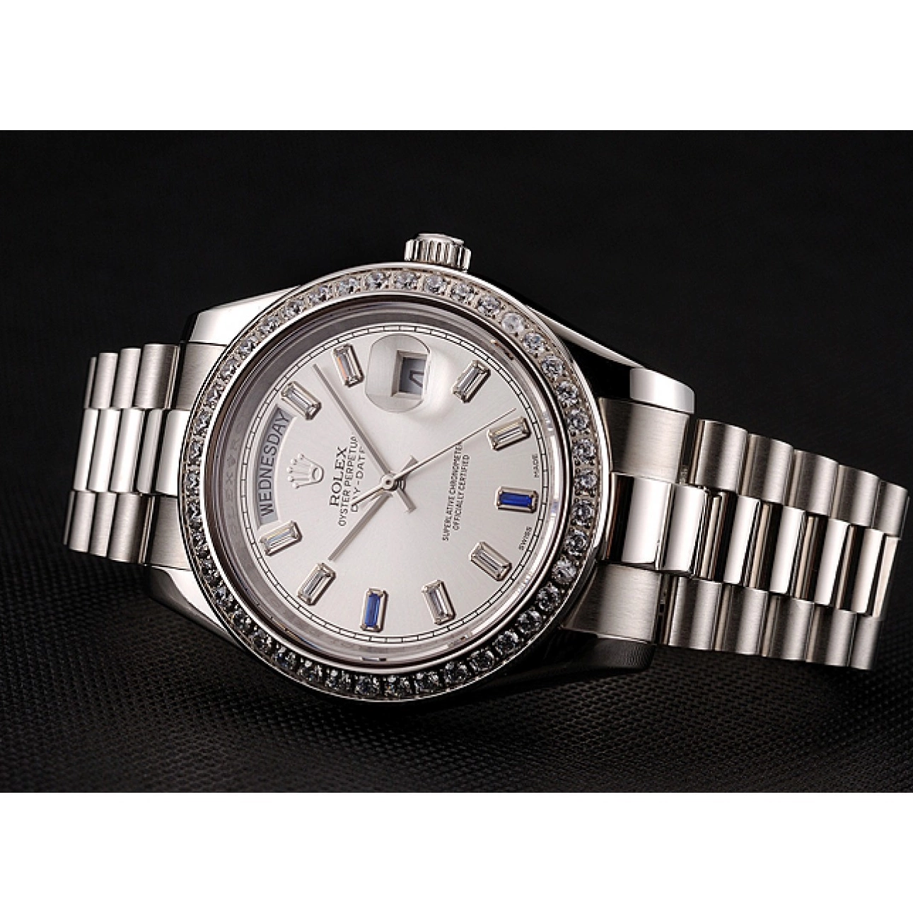 Good Copy Rolex Watches Staineless Steel Bezel Rolex Day-Date 1454109 Diamonds Bracelet Swiss 0729
